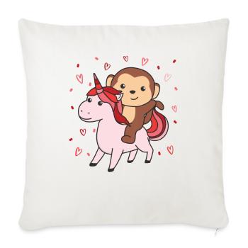 Monkey with Unicorn Hearts Favorite Animal Heart - Sofa pillowcase 17,3'' x 17,3'' (45 x 45 cm) - natural white - Front