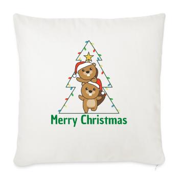 Beaver Christmas Tree Christmas Animals Beavers - Sofa pillowcase 17,3'' x 17,3'' (45 x 45 cm) - natural white - Front
