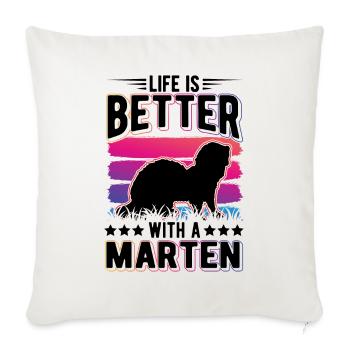 La vie est meilleure avec la martre du vison - Housse de coussin décorative 45 x 45 cm - blanc nature - Devant