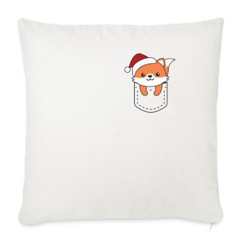 Joyeux Noël renard doux dans la poche de poitrine - Housse de coussin décorative 45 x 45 cm - blanc nature - Devant