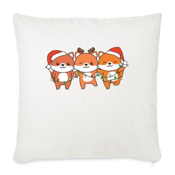 Renard Noël Animaux d’hiver Renard - Housse de coussin décorative 45 x 45 cm - blanc nature - Devant