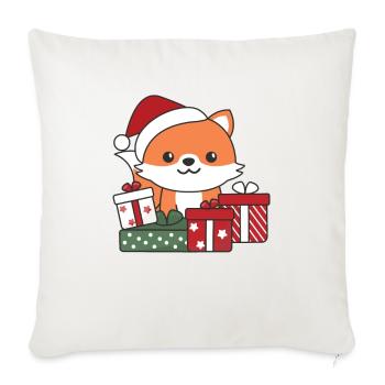 Renard cadeau de Noël animaux d’hiver renard - Housse de coussin décorative 45 x 45 cm - blanc nature - Devant