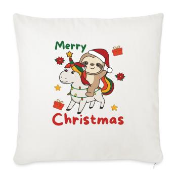 Paresseux de Noël Joyeux Noël Licorne - Housse de coussin décorative 45 x 45 cm - blanc nature - Devant