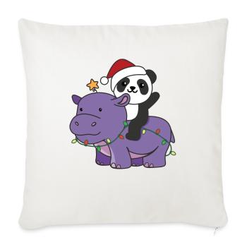 Noël Hippopotame Panda Joyeux Noël Hippopotame - Housse de coussin décorative 45 x 45 cm - blanc nature - Devant