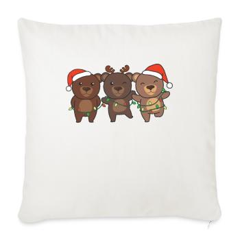 Ours Noël Animaux de Noël Ours mignons - Housse de coussin décorative 45 x 45 cm - blanc nature - Devant