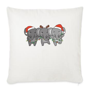 éléphant noël animaux de Noël éléphants mignons - Housse de coussin décorative 45 x 45 cm - blanc nature - Devant