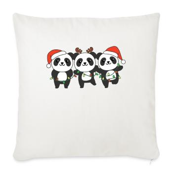 Panda Noël Animaux de Noël Pandas mignons - Housse de coussin décorative 45 x 45 cm - blanc nature - Devant