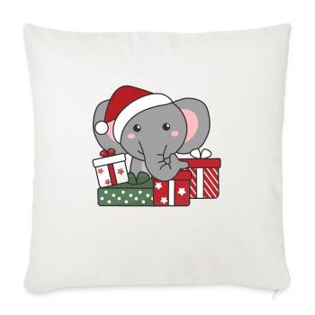 Éléphant Cadeau de Noël Animaux d’hiver Éléphant - Housse de coussin décorative 45 x 45 cm - blanc nature - Devant