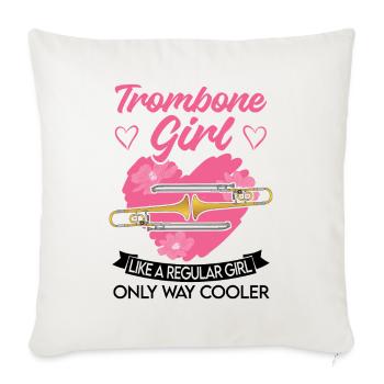 Trombone Filles Trombone Player Tromboniste - Housse de coussin décorative 45 x 45 cm - blanc nature - Devant