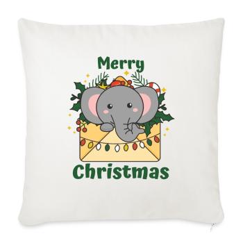 Éléphant Lettre de Noël Animaux d’hiver Éléphants - Housse de coussin décorative 45 x 45 cm - blanc nature - Devant