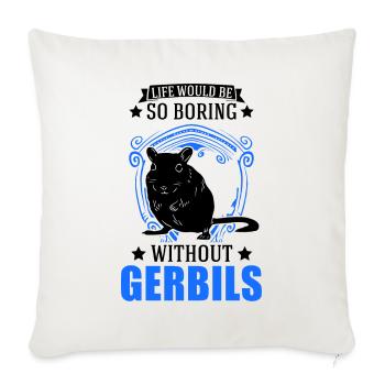 Gerbille Cadeau Rat de course mongol Gerbille - Housse de coussin décorative 45 x 45 cm - blanc nature - Devant