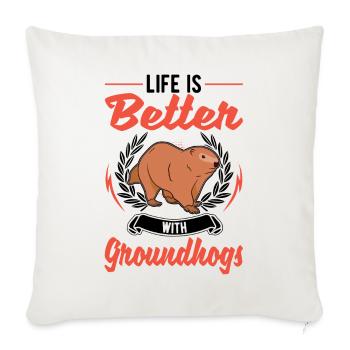 La vie est meilleure avec une marmotte - Housse de coussin décorative 45 x 45 cm - blanc nature - Devant