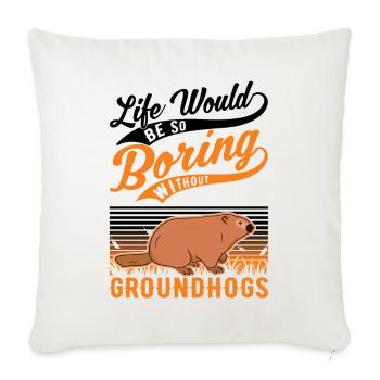 Marmotte Jour de la marmotte Marmotte forestière - Housse de coussin décorative 45 x 45 cm - blanc nature - Devant