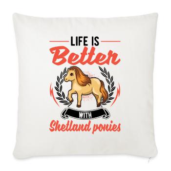 La vie est avec un poney Shetland - Housse de coussin décorative 45 x 45 cm - blanc nature - Devant