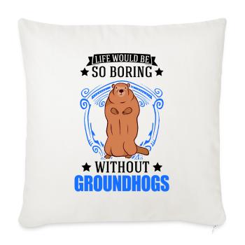 Marmotte Jour de la marmotte Marmotte forestière - Housse de coussin décorative 45 x 45 cm - blanc nature - Devant