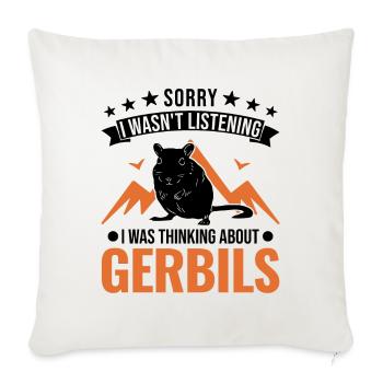 Gerbille Cadeau Rat de course mongol Gerbille - Housse de coussin décorative 45 x 45 cm - blanc nature - Devant
