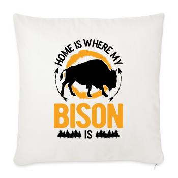 La maison est l’endroit où se trouve mon buffle - Housse de coussin décorative 45 x 45 cm - blanc nature - Devant