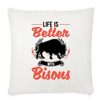 Life is better with a buffalo water buffalo - Sofa pillowcase 17,3'' x 17,3'' (45 x 45 cm) - natural white - Front