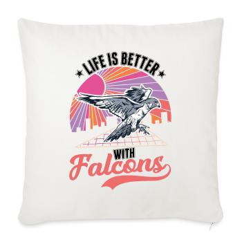 La vie est meilleure avec Falken Falkner - Housse de coussin décorative 45 x 45 cm - blanc nature - Devant