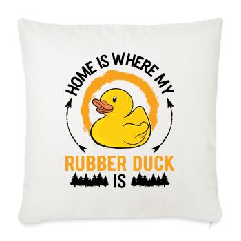 La maison est l’endroit où mon canard en caoutchouc est Canard grinçant - Housse de coussin décorative 45 x 45 cm - blanc nature - Devant