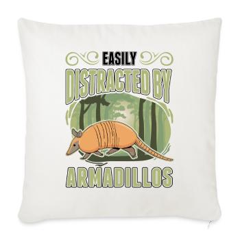 Facilement distrait par le tatou du tatou - Housse de coussin décorative 45 x 45 cm - blanc nature - Devant