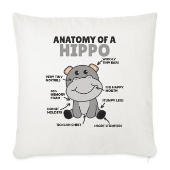 douce Hippopotame explication Anatomie d’un hippopotame - Housse de coussin décorative 45 x 45 cm - blanc nature - Devant