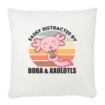 Bubble Tea Axolotl Chocolate Cute Animals Boba - Sofa pillowcase 17,3'' x 17,3'' (45 x 45 cm) - natural white - Front