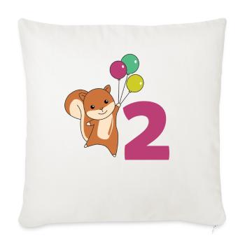 Écureuil Deuxième anniversaire Ballons Enfants - Housse de coussin décorative 45 x 45 cm - blanc nature - Devant
