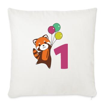 Red Panda First Birthday Balloons Enfants - Housse de coussin décorative 45 x 45 cm - blanc nature - Devant