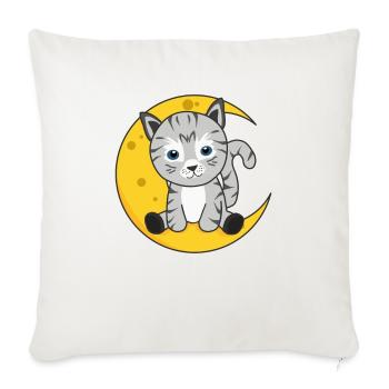 Moon cat cute animals for kids for the night - Sofa pillowcase 17,3'' x 17,3'' (45 x 45 cm) - natural white - Front
