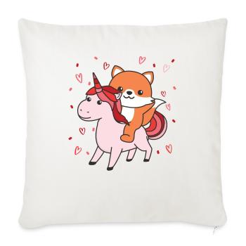 Fox with unicorn hearts favorite animal heart - Sofa pillowcase 17,3'' x 17,3'' (45 x 45 cm) - natural white - Front