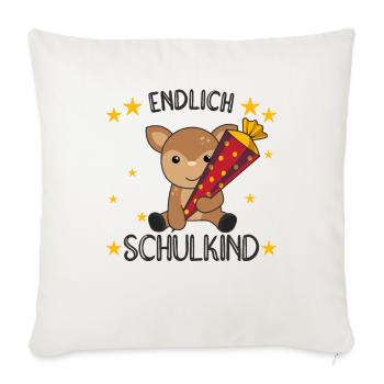 Endlich Schulkind Reh Schultüte Schule Einschulung - Sofakissenbezug 45 x 45 cm - Naturweiß  - Vorne