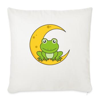 Grenouille lunaire animaux mignons pour les enfants pour la nuit - Housse de coussin décorative 45 x 45 cm - blanc nature - Devant