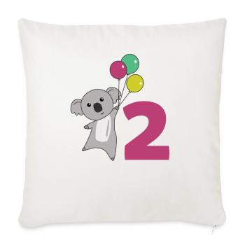 Ballons de deuxième anniversaire Koala pour enfants - Housse de coussin décorative 45 x 45 cm - blanc nature - Devant