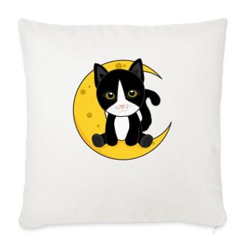 Moon cat cute animals for kids for the night - Sofa pillowcase 17,3'' x 17,3'' (45 x 45 cm) - natural white - Front