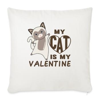 Mon chat est mon chat mignon de la Saint-Valentin pour la Saint-Valentin - Housse de coussin décorative 45 x 45 cm - blanc nature - Devant