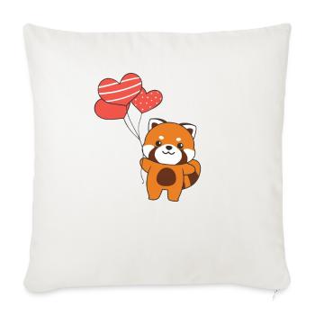 Roter Panda zum Valentinstag süße Tiere mit Herzen - Sofakissenbezug 45 x 45 cm - Naturweiß  - Vorne