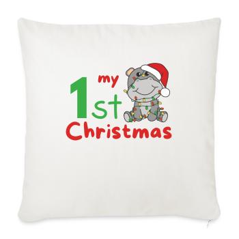 Hippo Noël Cheval mon 1er Noël - Housse de coussin décorative 45 x 45 cm - blanc nature - Devant