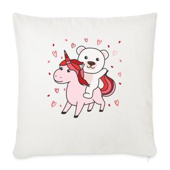 Ours polaire avec des cœurs de licorne cœur animal préféré - Housse de coussin décorative 45 x 45 cm - blanc nature - Devant