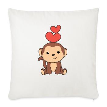 Monkey for Valentine's Day cute animals with hearts - Sofa pillowcase 17,3'' x 17,3'' (45 x 45 cm) - natural white - Front