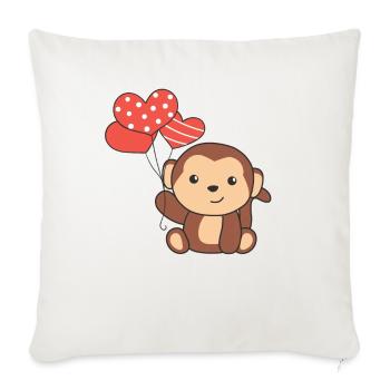 Monkey for Valentine's Day cute animals with hearts - Sofa pillowcase 17,3'' x 17,3'' (45 x 45 cm) - natural white - Front