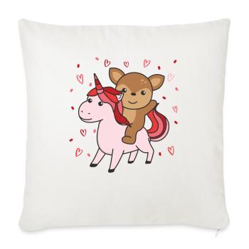 Deer with Unicorn Hearts Favorite Animal Heart - Sofa pillowcase 17,3'' x 17,3'' (45 x 45 cm) - natural white - Front