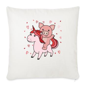 Cochon avec des cœurs de licorne Cœur animal préféré - Housse de coussin décorative 45 x 45 cm - blanc nature - Devant