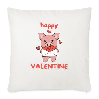 Cochon pour la Saint-Valentin animaux mignons avec des cœurs - Housse de coussin décorative 45 x 45 cm - blanc nature - Devant