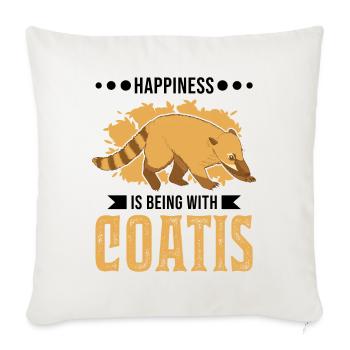 Happiness is being with Coatis coati - Sofa pillowcase 17,3'' x 17,3'' (45 x 45 cm) - natural white - Front