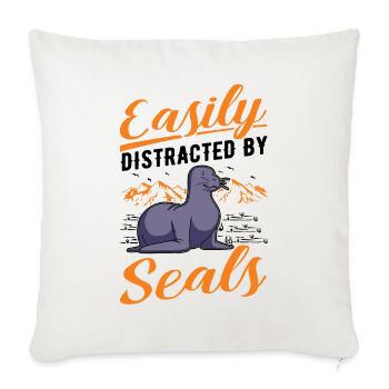 Easily distracted by Seal Robbe Sea Lion - Sofa pillowcase 17,3'' x 17,3'' (45 x 45 cm) - natural white - Front