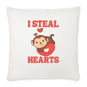 Monkey for Valentine's Day I steal hearts - Sofa pillowcase 17,3'' x 17,3'' (45 x 45 cm) - natural white - Front