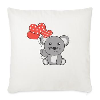 Maus zum Valentinstag süße Tiere mit Herzen - Sofakissenbezug 45 x 45 cm - Naturweiß  - Vorne