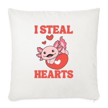 Axolotl zum Valentinstag ich stehle Herzen - Sofakissenbezug 45 x 45 cm - Naturweiß  - Vorne