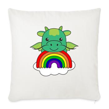 Dragon colorful rainbow for kids cute dragon - Sofa pillowcase 17,3'' x 17,3'' (45 x 45 cm) - natural white - Front